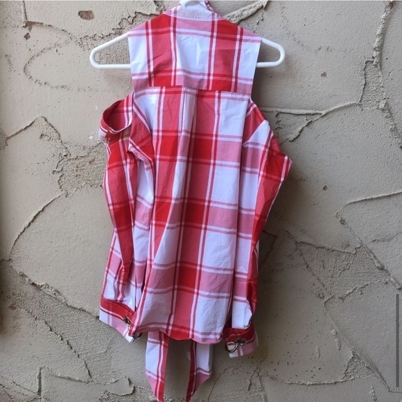 MONSE Cold Shoulder Plaid Shirt size 0 - Picture 6 of 10